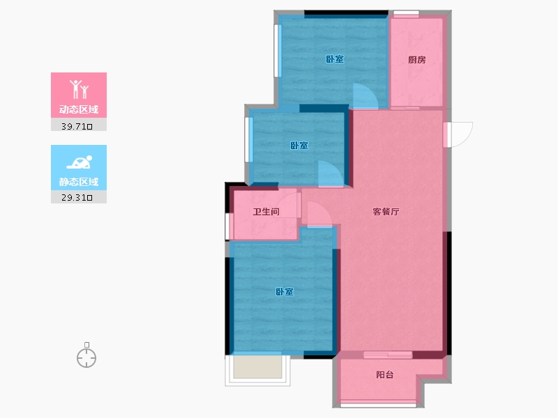 河北省-沧州市-保利拉菲公馆-61.08-户型库-动静分区