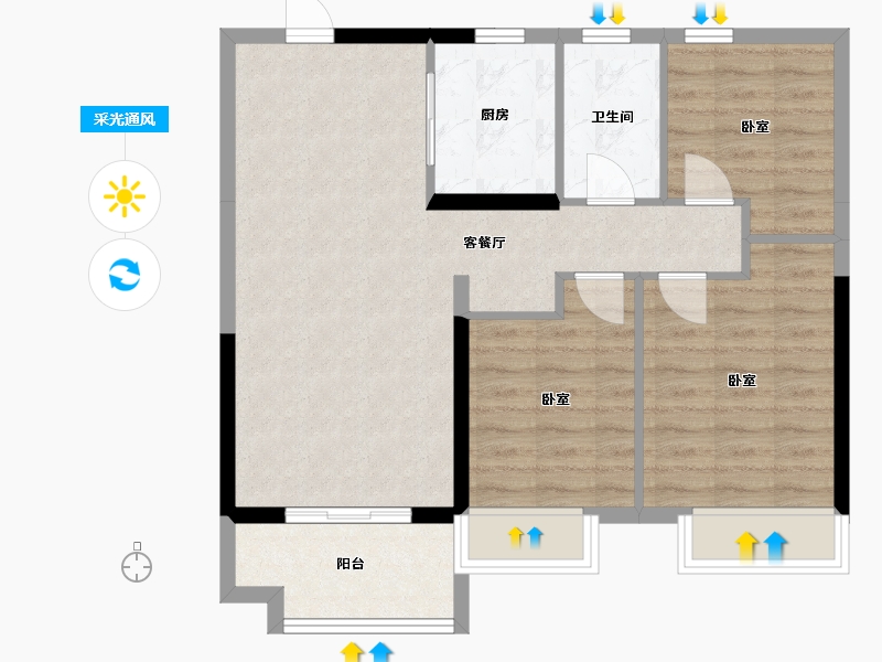 河北省-沧州市-保利拉菲公馆-76.11-户型库-采光通风