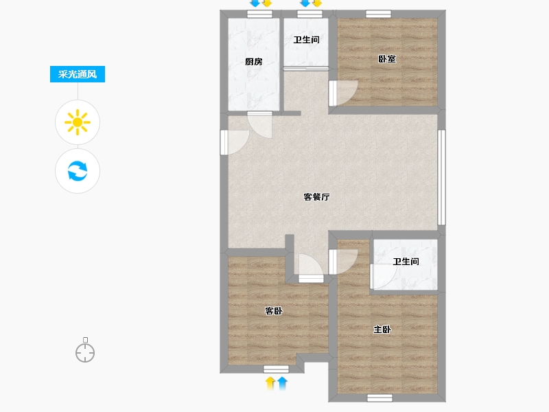 河北省-廊坊市-碧桂园-时代城-69.31-户型库-采光通风