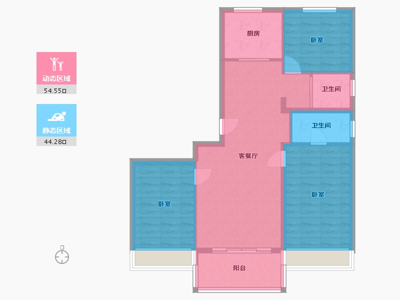 河北省-沧州市-沧州碧桂园天誉珑樾-89.55-户型库-动静分区