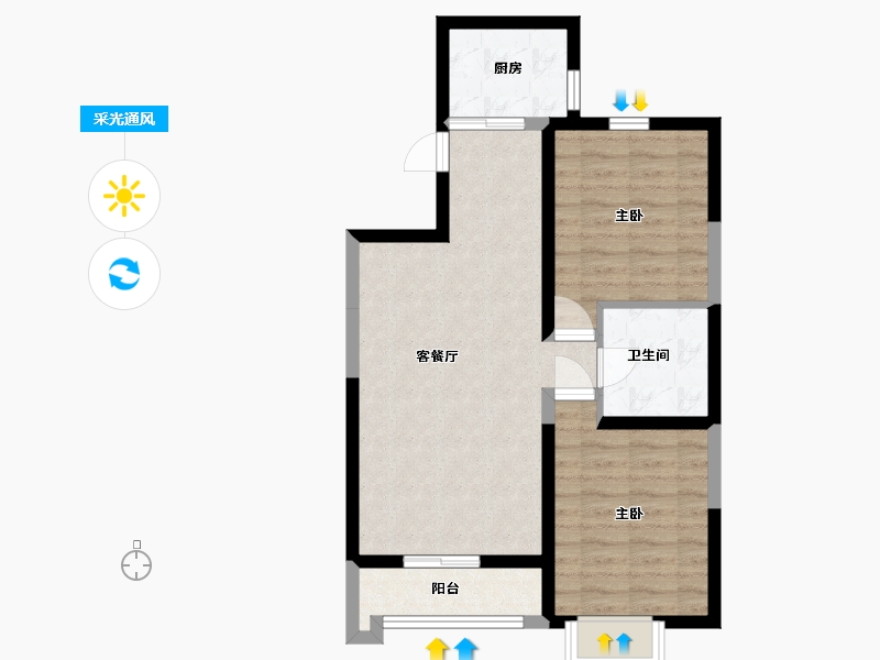 山西省-太原市-太化·紫景天城-64.39-户型库-采光通风