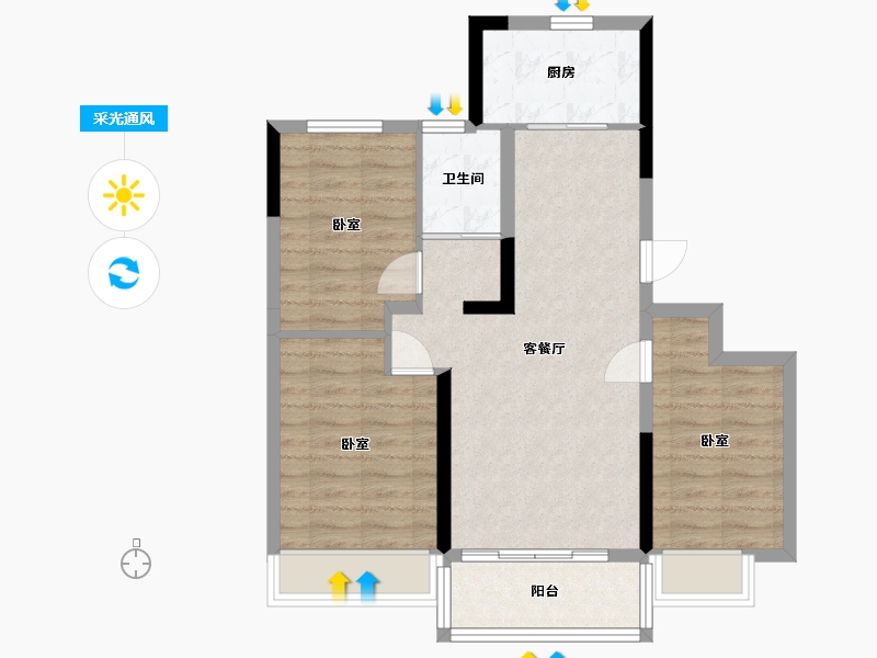 河北省-沧州市-沧州碧桂园锦熙府-70.76-户型库-采光通风