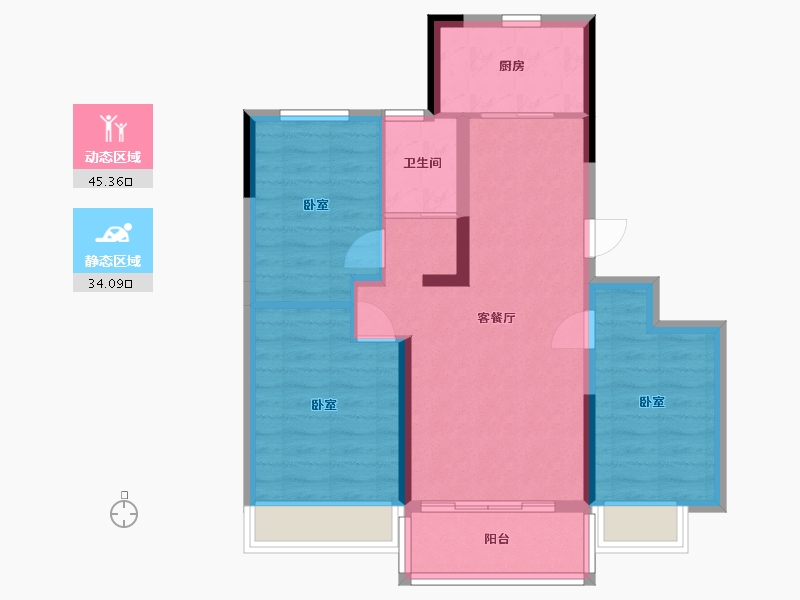 河北省-沧州市-沧州碧桂园锦熙府-70.76-户型库-动静分区