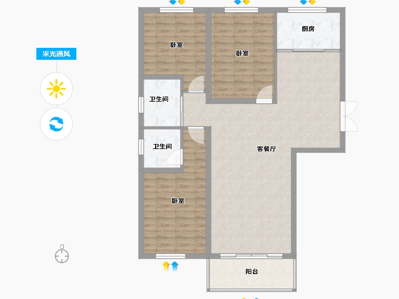 山西省-大同市-华岳华府豪庭-104.28-户型库-采光通风