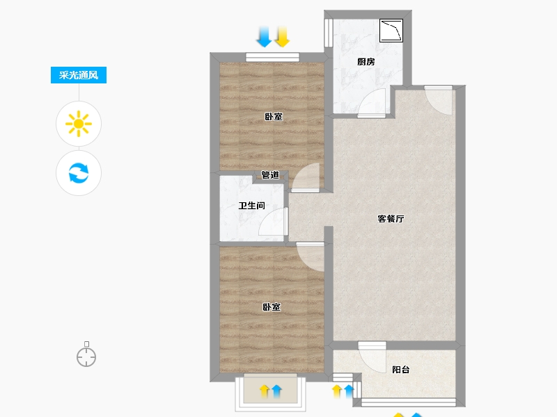 山西省-太原市-太原红星天悦-57.55-户型库-采光通风