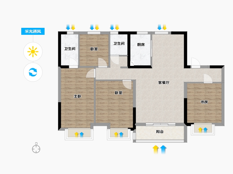 山西省-太原市-碧桂园凤麟府-103.87-户型库-采光通风