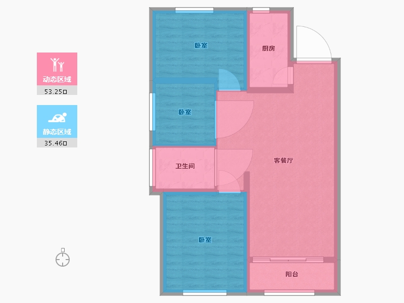 河北省-沧州市-长丰阅璟-80.03-户型库-动静分区