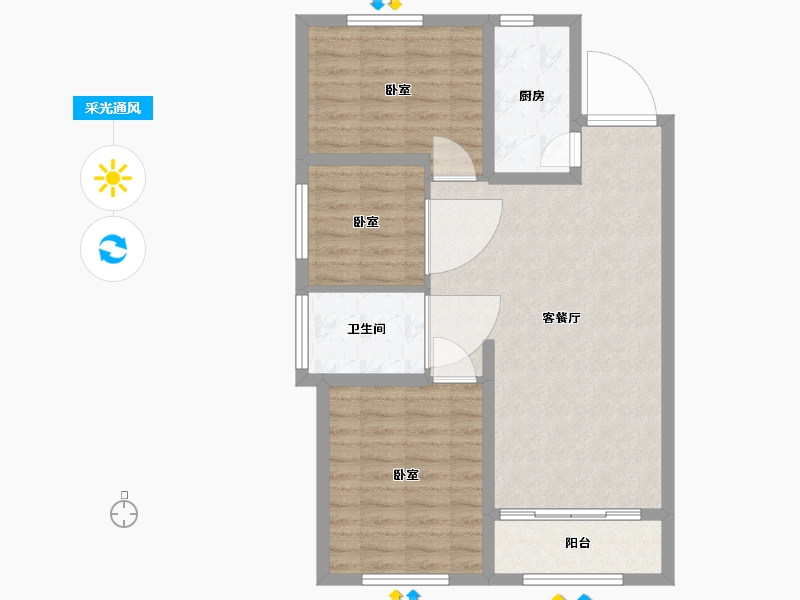 河北省-沧州市-长丰阅璟-80.03-户型库-采光通风