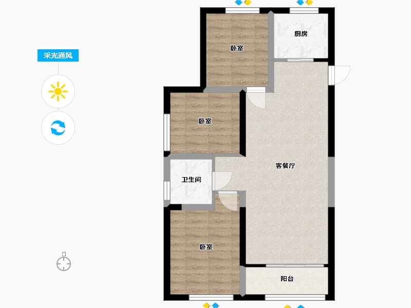 山西省-太原市-悦唐·慧和郡-67.31-户型库-采光通风