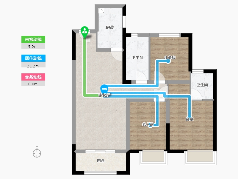 河北省-沧州市-保利花园-76.17-户型库-动静线