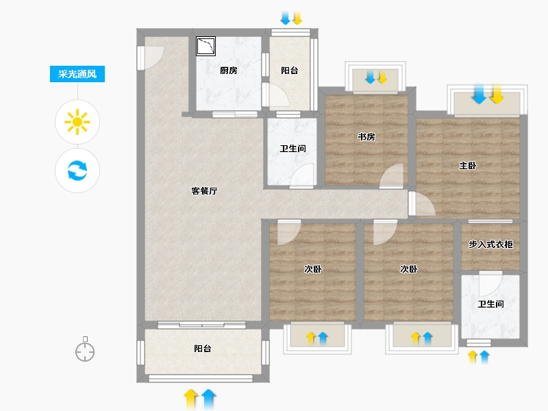 四川省-成都市-华宇旭辉锦绣广场住宅-100.15-户型库-采光通风