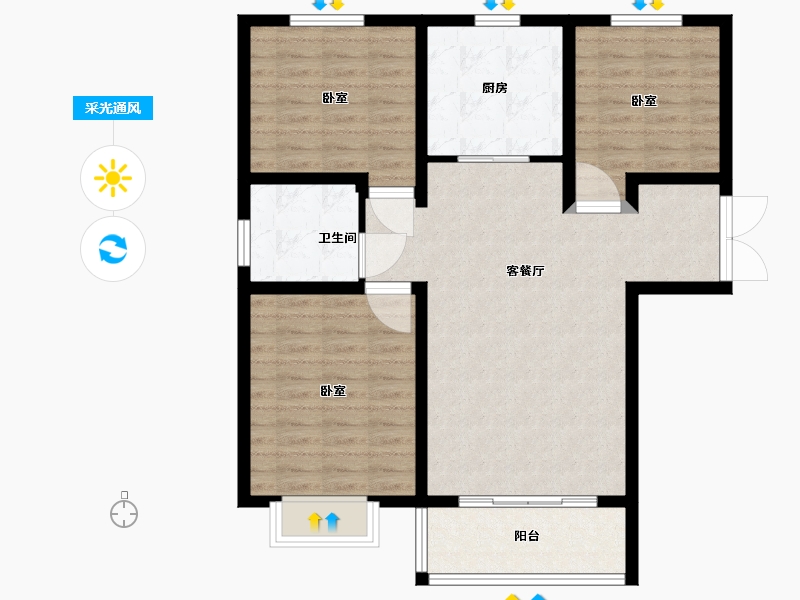 河北省-保定市-卓悦城-89.95-户型库-采光通风