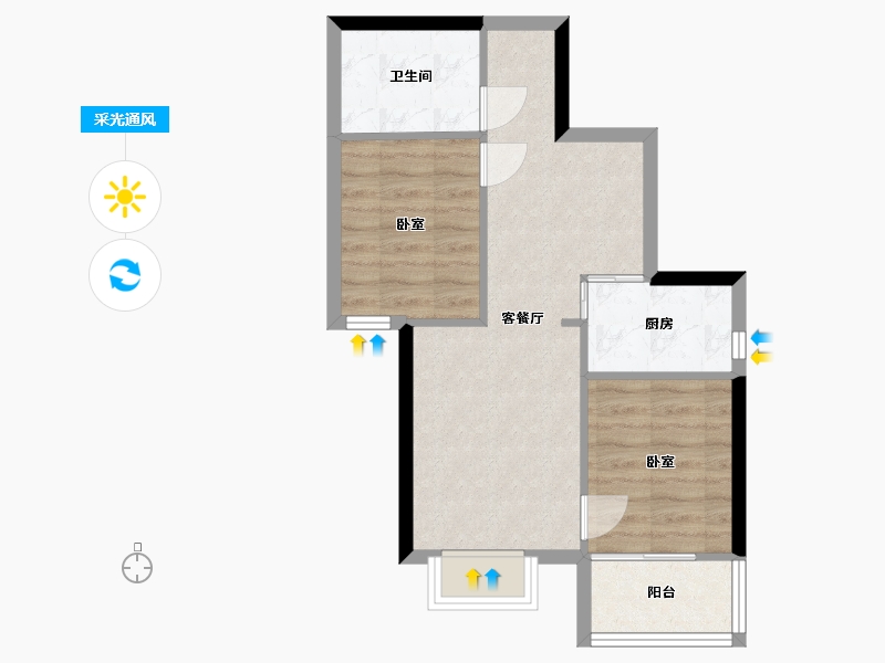 山西省-太原市-晶峰･晓园-52.17-户型库-采光通风