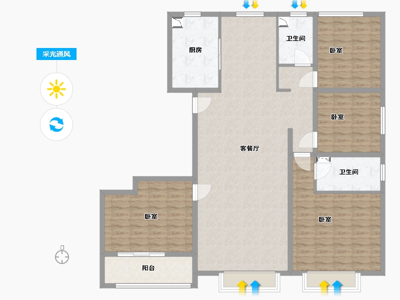 山西省-太原市-鸿赫·时代天际-144.78-户型库-采光通风