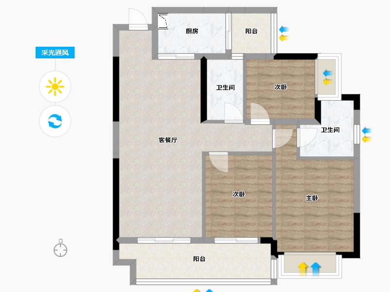 广西壮族自治区-桂林市-汇金万象滨江府-86.20-户型库-采光通风