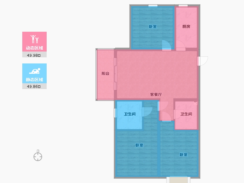 山西省-太原市-晋建迎曦园-89.45-户型库-动静分区