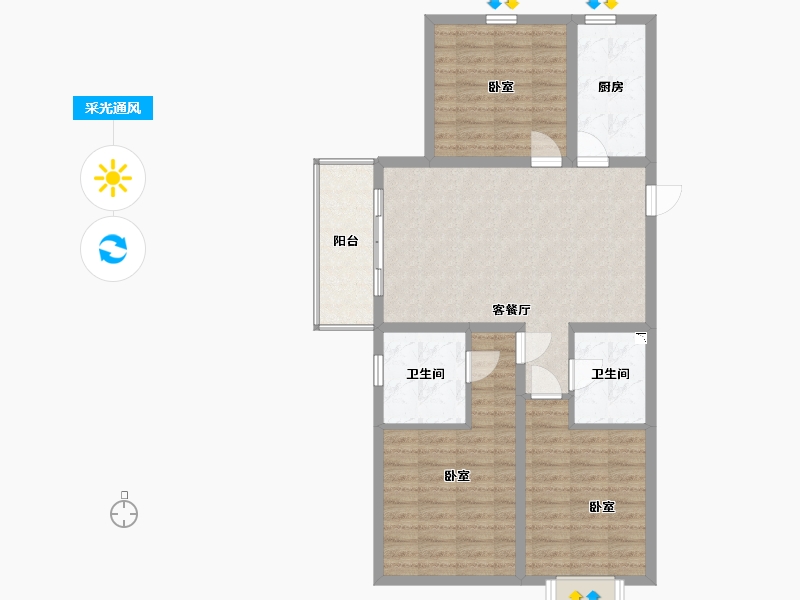 山西省-太原市-晋建迎曦园-89.45-户型库-采光通风