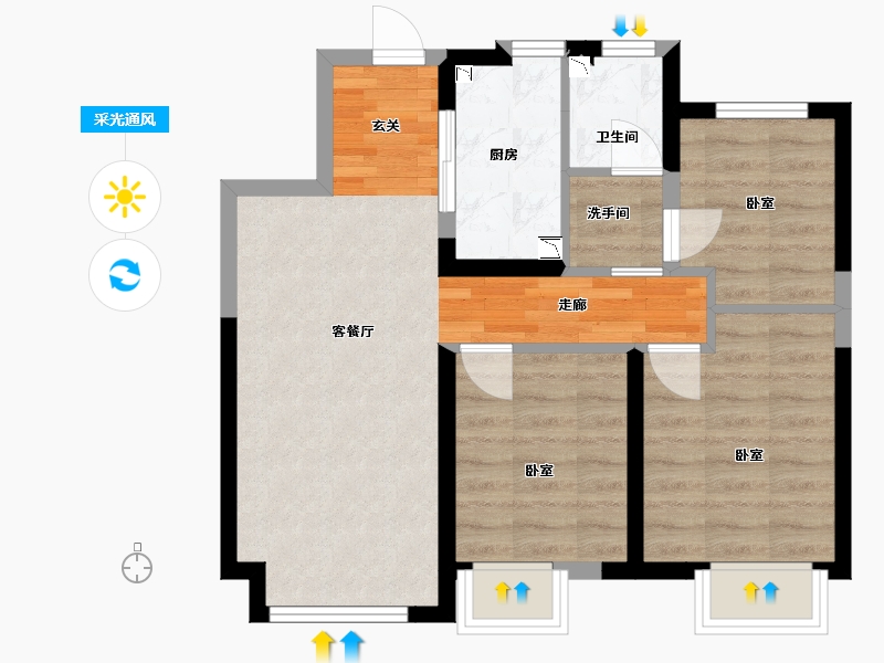 山西省-太原市-招商公园1872-61.17-户型库-采光通风