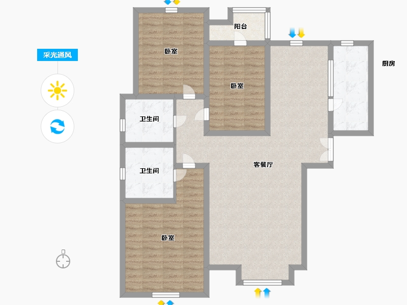 河北省-沧州市-贻成·御景狮城-106.00-户型库-采光通风