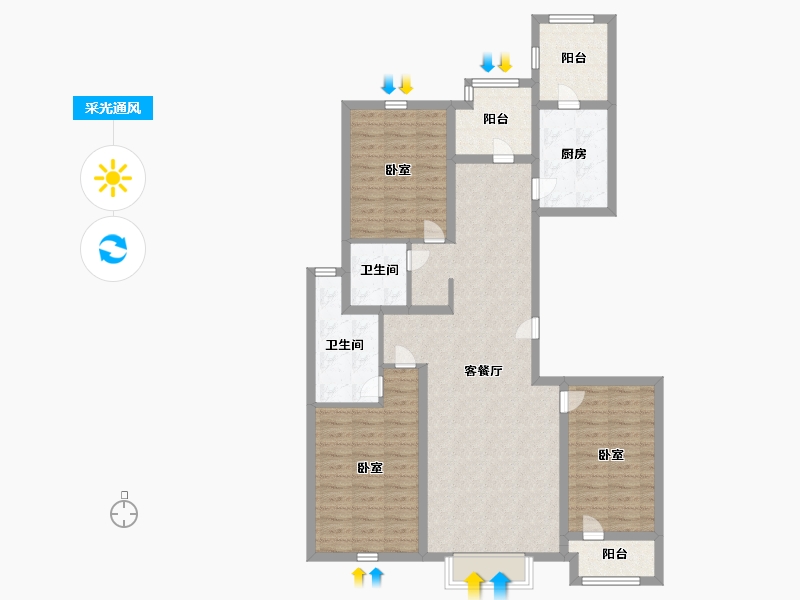 河北省-沧州市-贻成·御景狮城-110.00-户型库-采光通风