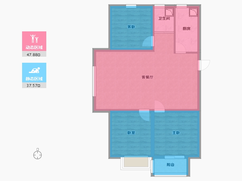 河北省-廊坊市-碧桂园-时代城-75.92-户型库-动静分区