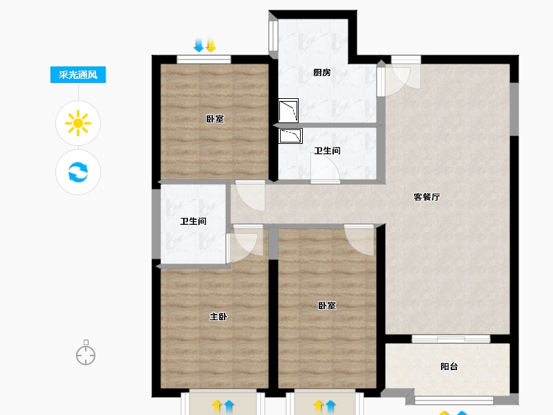 山西省-太原市-融创长风壹號-92.00-户型库-采光通风