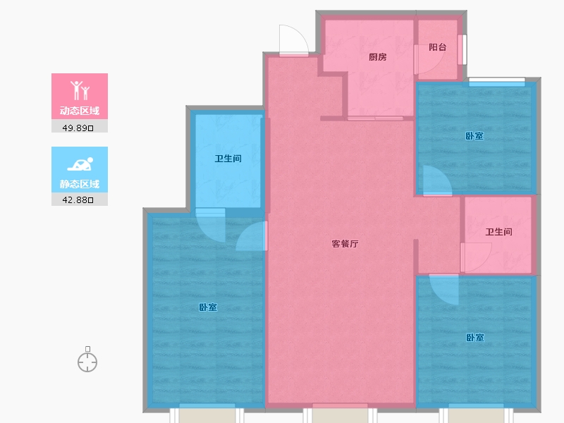 山西省-太原市-太原富力壹品-84.54-户型库-动静分区