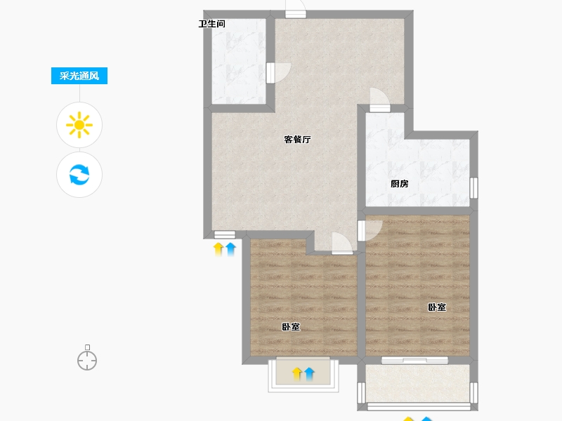 山西省-太原市-东润国际3期-66.99-户型库-采光通风