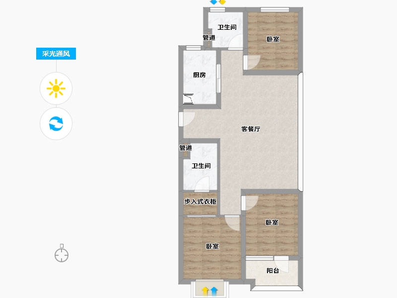 山西省-太原市-太原红星天悦-77.66-户型库-采光通风