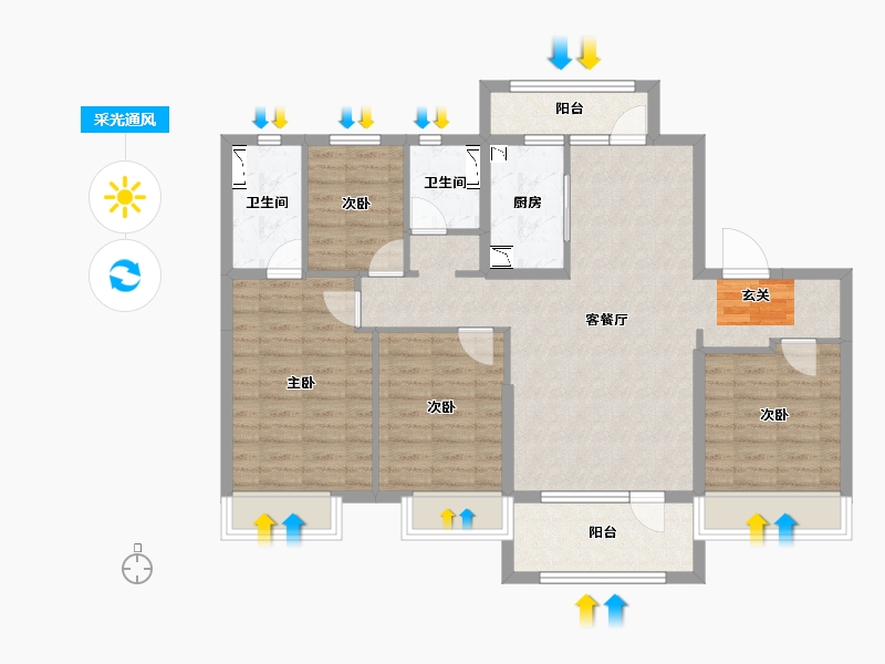 河北省-唐山市-迁西碧桂园·天玺湾-100.27-户型库-采光通风