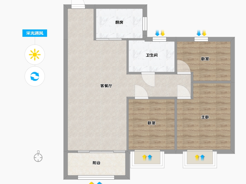 山西省-太原市-太原碧桂园凤凰城-70.67-户型库-采光通风