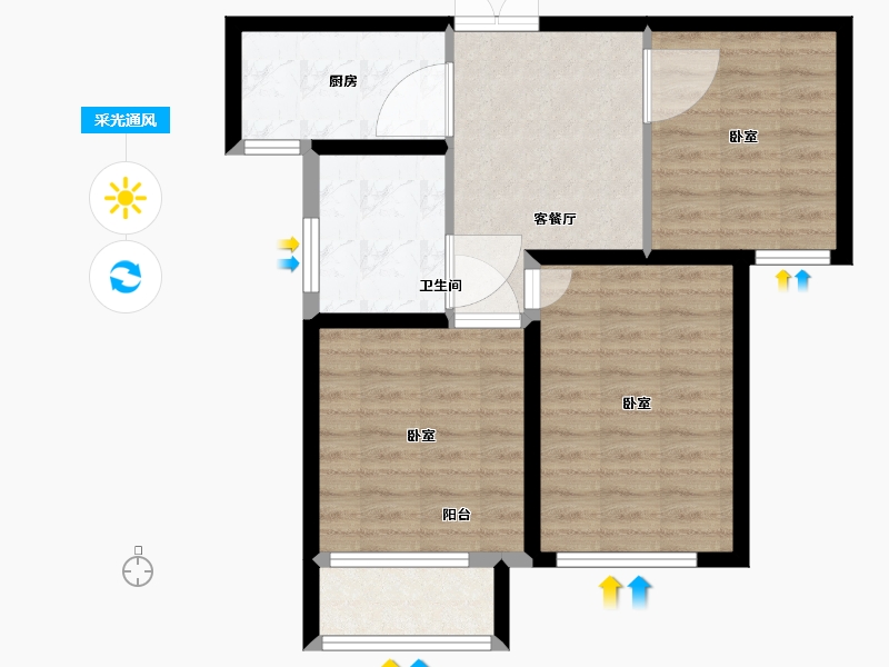 河北省-保定市-卓悦城-63.88-户型库-采光通风