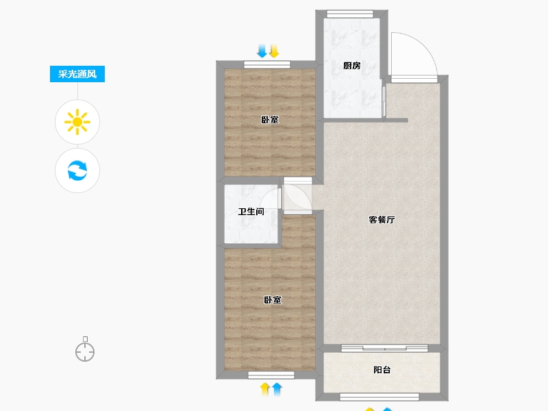 河北省-沧州市-长丰阅璟-68.20-户型库-采光通风