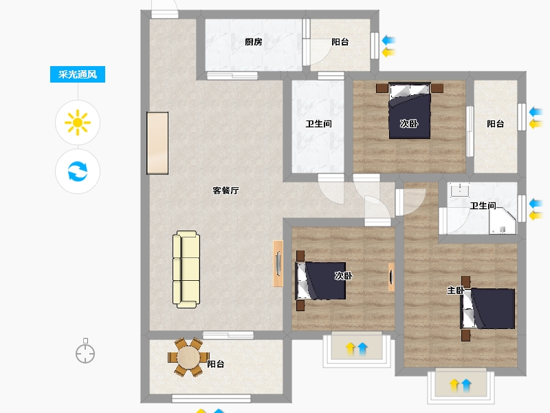 四川省-资阳市-新华阳光誉品-95.27-户型库-采光通风