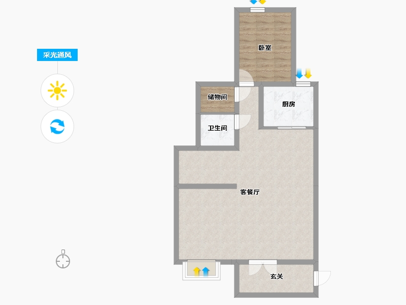 山西省-太原市-阳光城花满墅-76.05-户型库-采光通风