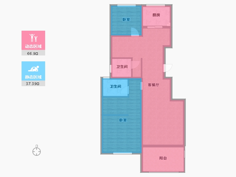 山西省-太原市-怡和天润园-92.91-户型库-动静分区