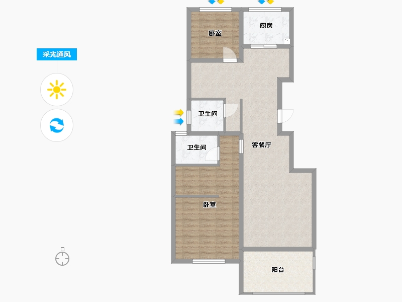 山西省-太原市-怡和天润园-92.91-户型库-采光通风