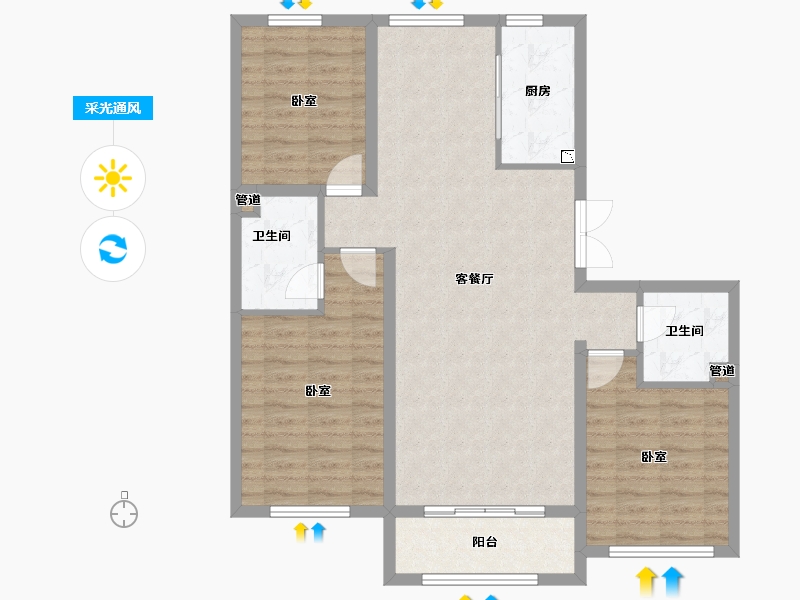 山西省-大同市-碧水云天·御河苑-97.79-户型库-采光通风