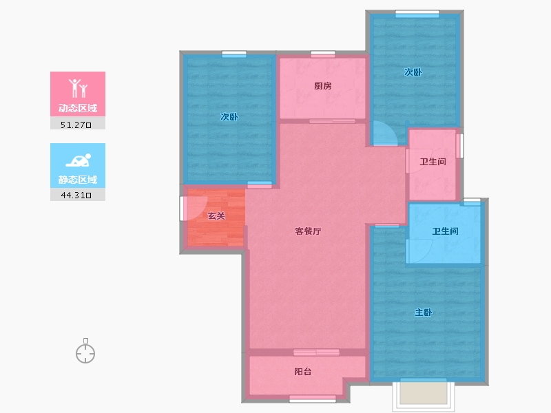 河北省-廊坊市-龙邸·厚得街-85.36-户型库-动静分区