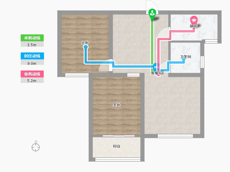 河北省-廊坊市-高铁壹号-63.35-户型库-动静线