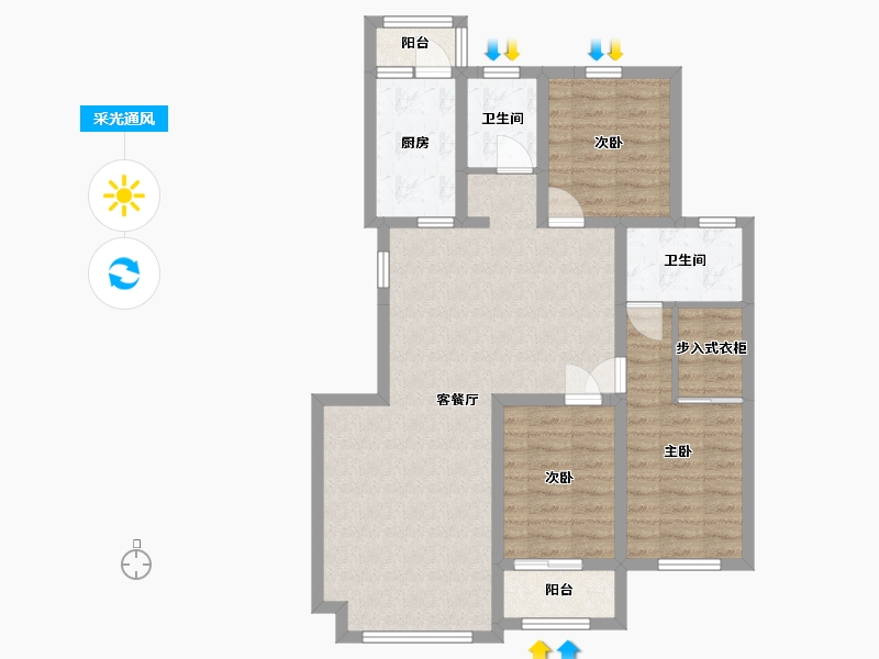 河北省-廊坊市-幸福家园-87.21-户型库-采光通风