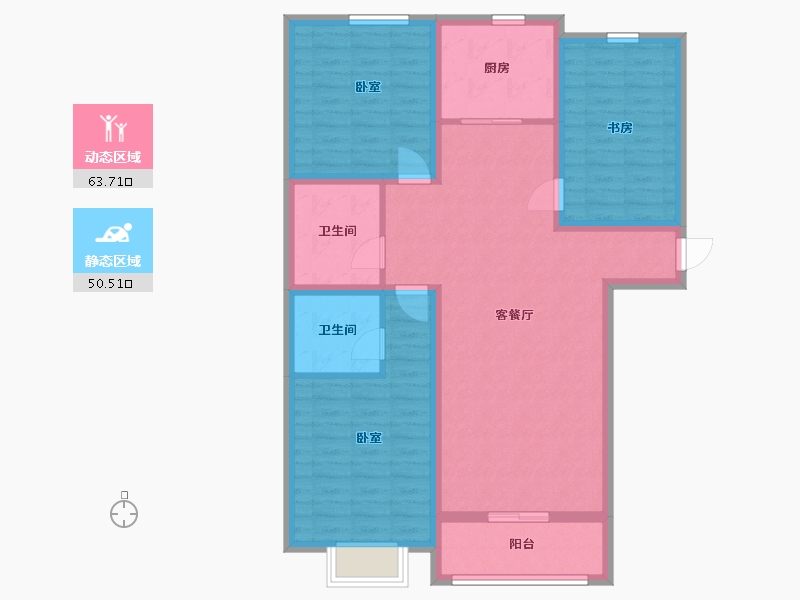 山西省-太原市-中正·亲贤们-102.30-户型库-动静分区