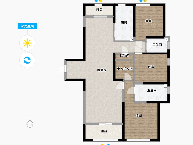 山西省-太原市-润景•园著-122.40-户型库-采光通风