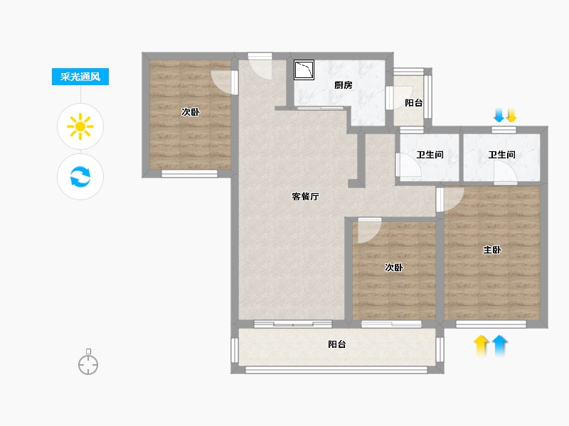 四川省-成都市-花样年香門第西区-87.55-户型库-采光通风