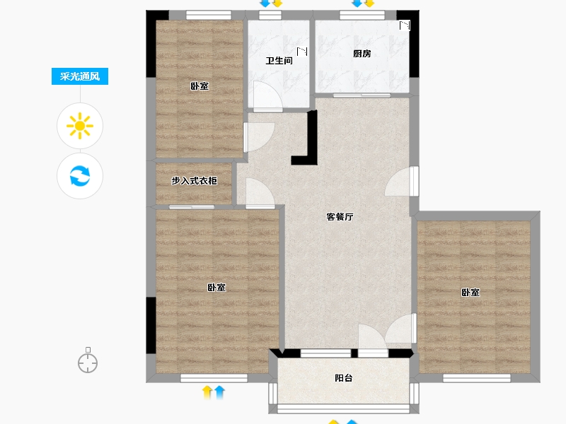 河北省-沧州市-碧桂园凤凰生态城-79.00-户型库-采光通风