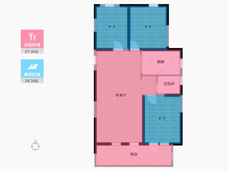 河北省-廊坊市-阿尔卡迪亚清芷苑-85.00-户型库-动静分区