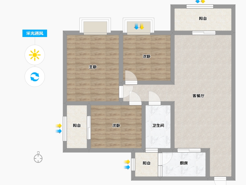 四川省-资阳市-新华阳光誉品-87.23-户型库-采光通风