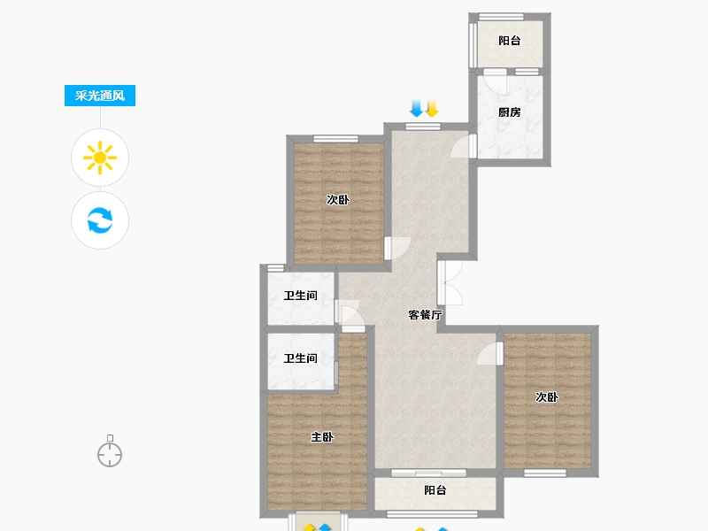 河北省-廊坊市-文院9号-100.60-户型库-采光通风