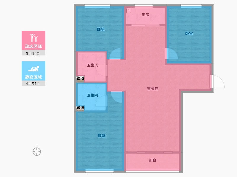 山西省-大同市-碧水云天·御河苑-88.94-户型库-动静分区