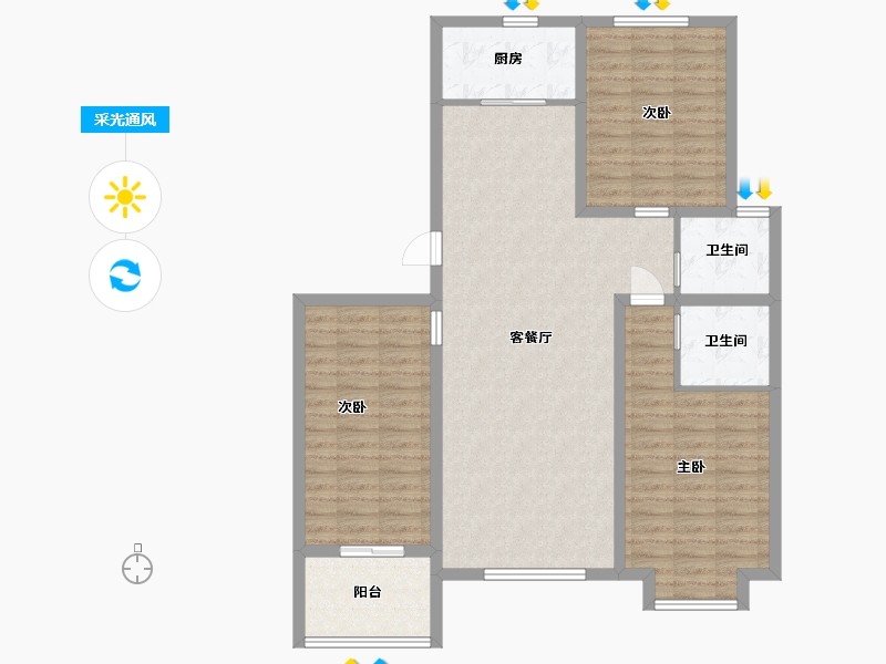 河北省-廊坊市-文院9号-107.51-户型库-采光通风